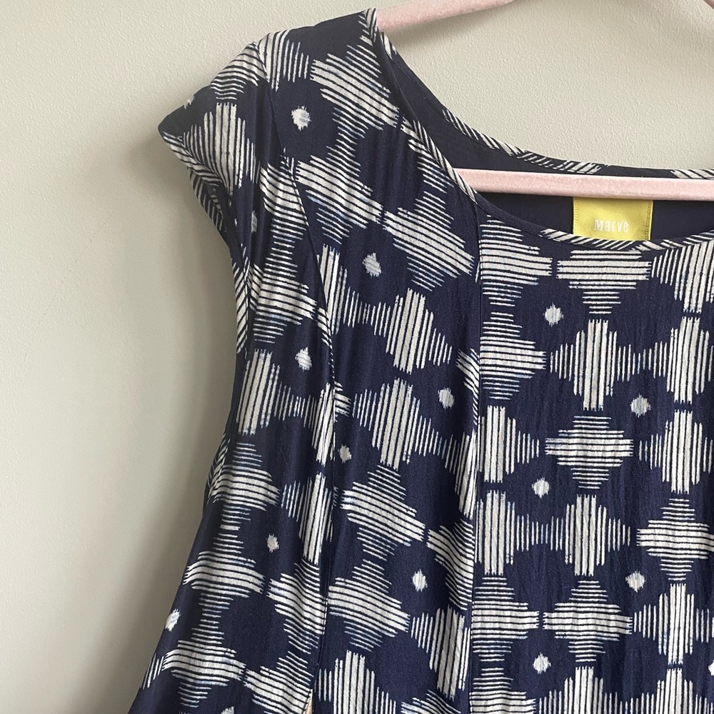 Anthropologie Maeve Indiga Swing Dress Mixed Print Floral Geometric Corset Back - Picture 3 of 12